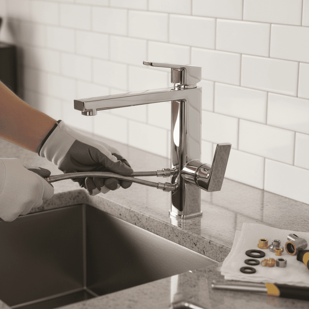 Kitchen faucet replacement work