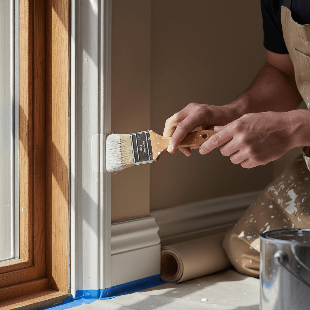 Trim painting with brush